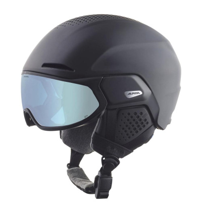 Горнолыжный шлем с визором Alpina Oro QV Mips Black Matt/Ice blue  Горнолыжный шлем с визором Alpina Oro QV Mips Black Matt/Ice blue